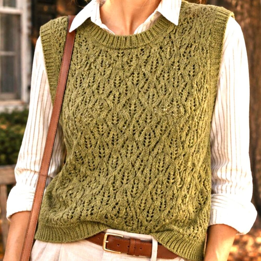 Olive Green Crochet Vest Crop Top Boho Cottagecore Boho Chic Garnet Hill XL